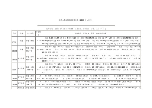 南通火车站列车时刻票价表