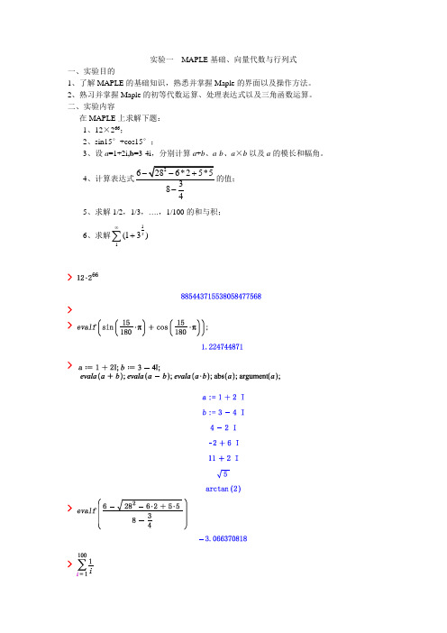 实验一MAPLE基础资料