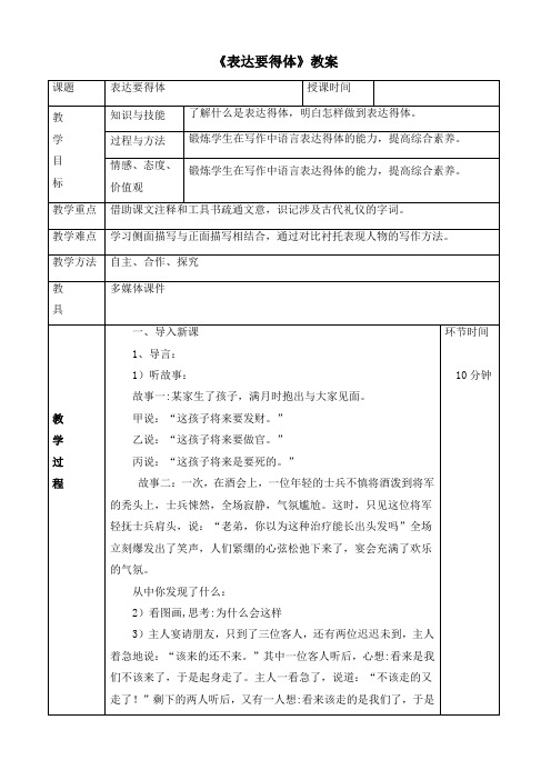 《表达要得体》参考教案