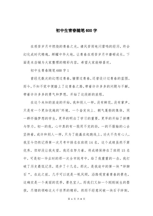 初中生青春随笔600字