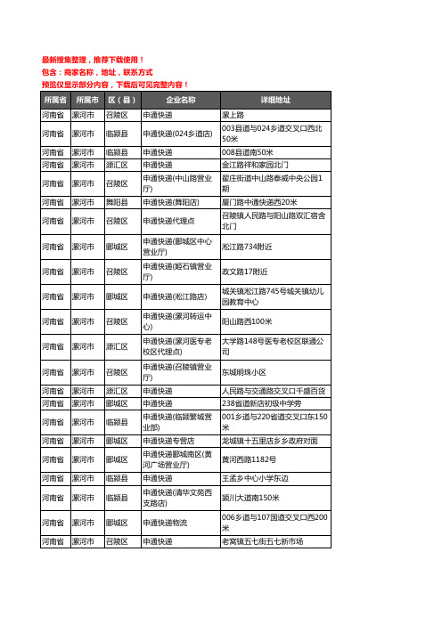 新版河南省漯河市申通快递企业公司商家户名录单联系方式地址大全31家