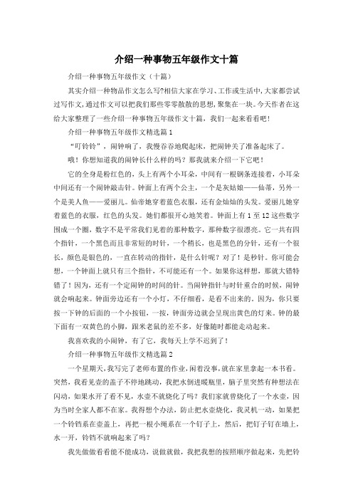 介绍一种事物五年级作文十篇