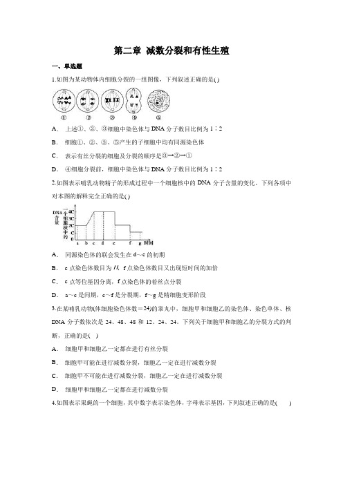 苏科版高中生物必修二第二章 减数分裂和有性生殖(含答案)