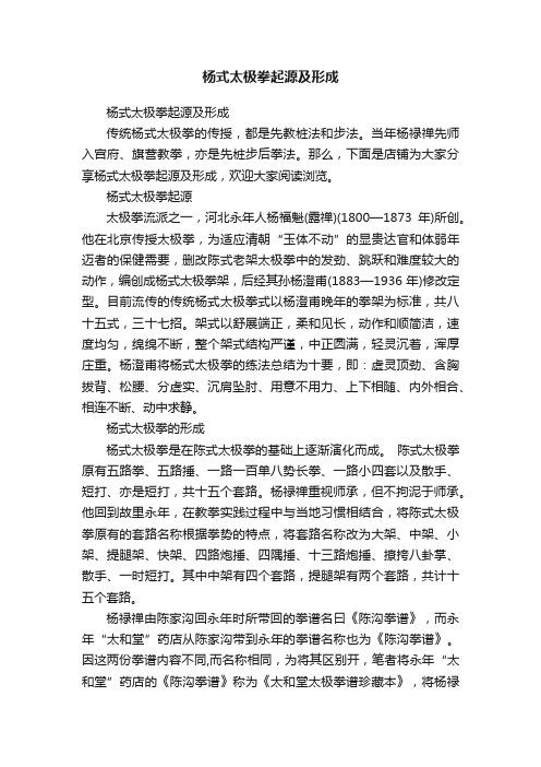 杨式太极拳起源及形成