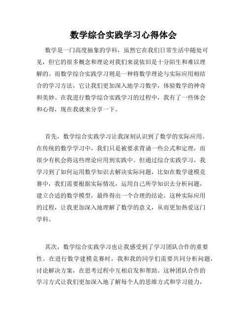 数学综合实践学习心得体会