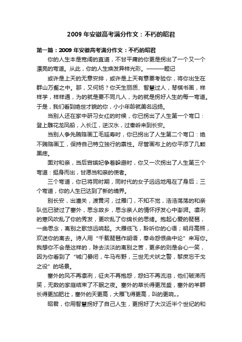 2009年安徽高考满分作文：不朽的昭君