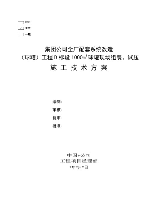 1000立球罐现场组装、试压施工技术课件