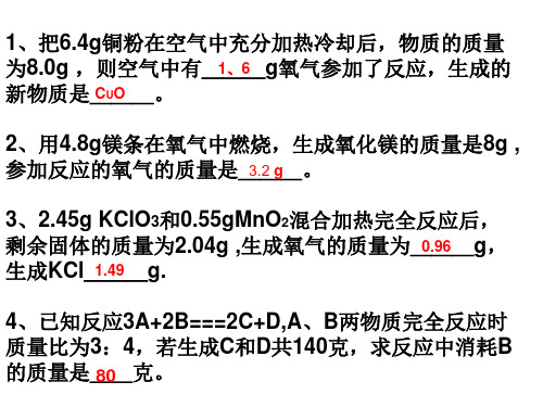 质量守恒定律练习题