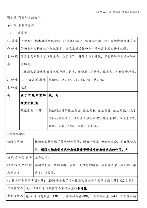 (完整word版)第七章 营养与食品安全