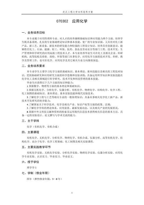 武汉工程大学培养计划(DOC)