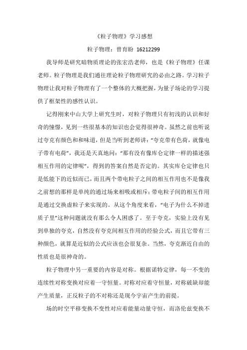 曾育盼_粒子物理学习感想