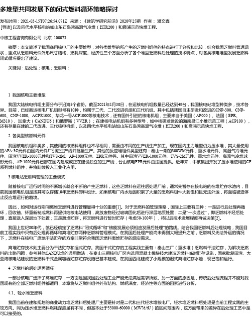 多堆型共同发展下的闭式燃料循环策略探讨