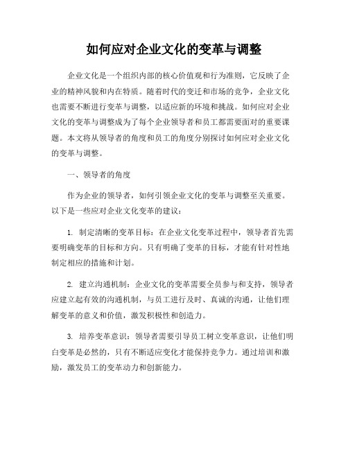 如何应对企业文化的变革与调整