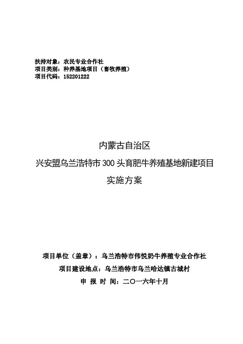 300头育肥牛养殖基地新建项目实施方案