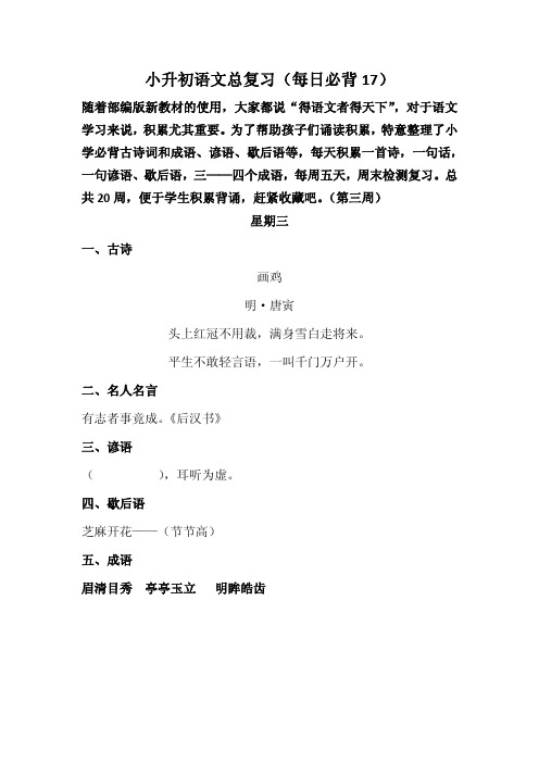 小升初语文总复习(每日必背17)