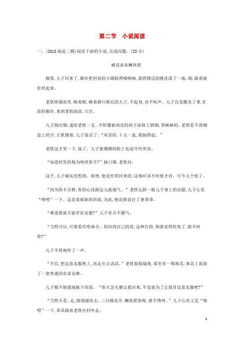 (北京专用)2020版高考语文总复习专题二第二节小说阅读精练(含解析)