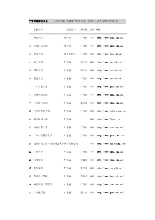 广东普通高校名单