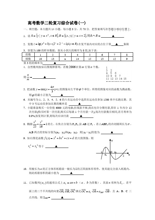 高考数学二轮复习综合试卷- 附参考答案