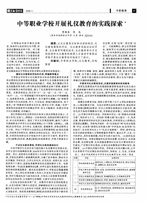 中等职业学校开展礼仪教育的实践探索