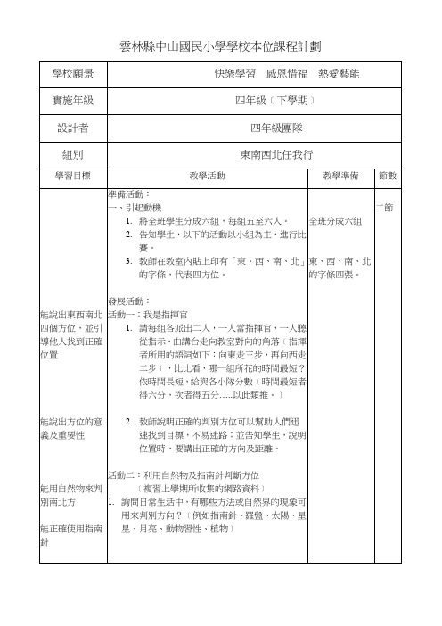 云林中山国民小学四年级主题教学设计-云林中山国小