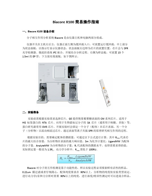 Biacore X100简易操作指南