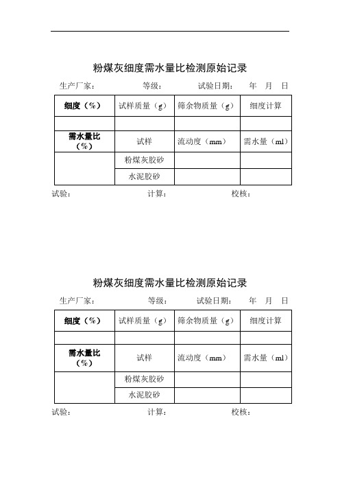 粉煤灰检测原始记录