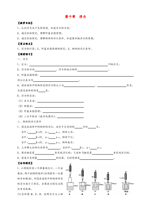人教版八年级物理下册10浮力复习优质教案