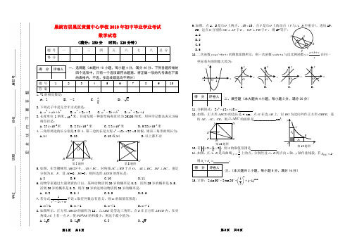 安徽省巢湖市居巢区黄麓中心学校2010年九年级数学毕业学业考试试卷人教版