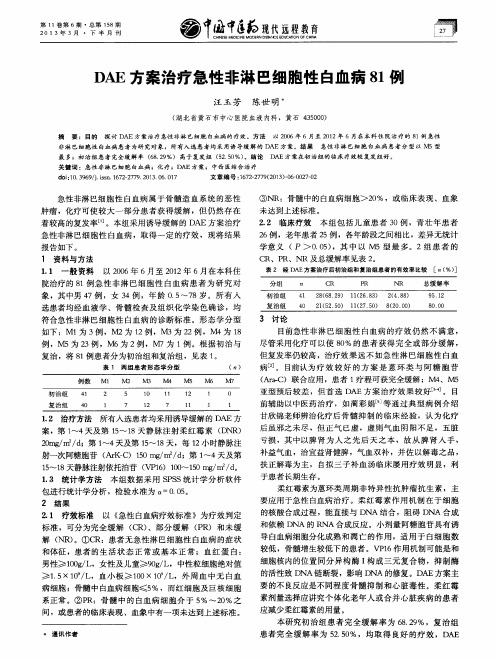 DAE方案治疗急性非淋巴细胞性白血病81例