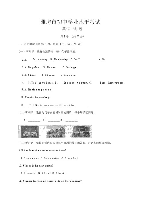 山东省潍坊市中考英语试题解析