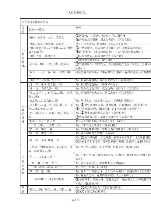 文言文常见的固定结构-高考必备