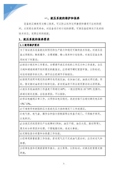 液压系统维护保养方案