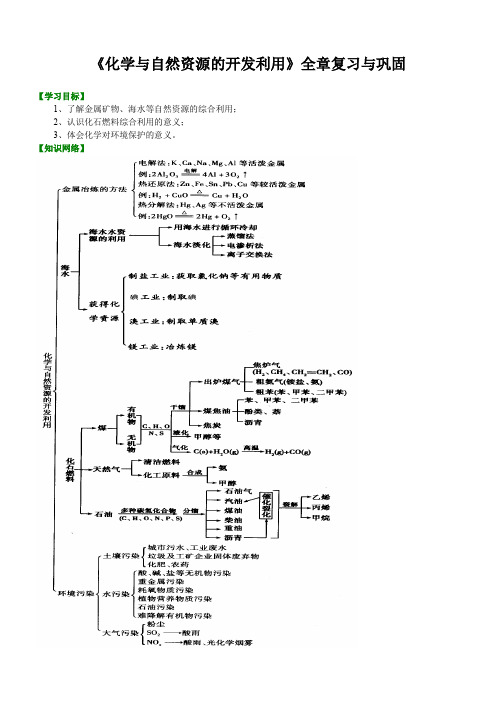 高中化学 知识讲解_《化学与自然资源的开发利用》全章复习与巩固_基础 知识点考点解析含答案