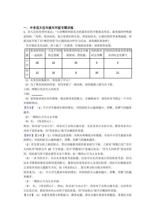 新人教版中考 语文仿写续写对联专题专题训练训练试题及答案