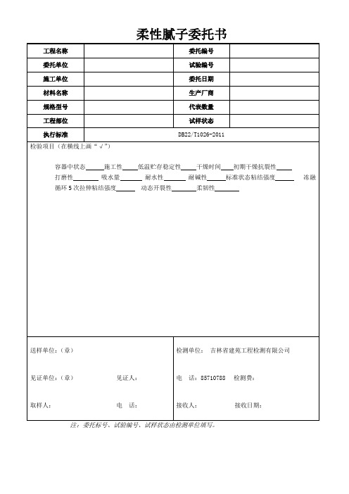 柔性腻子试验委托书