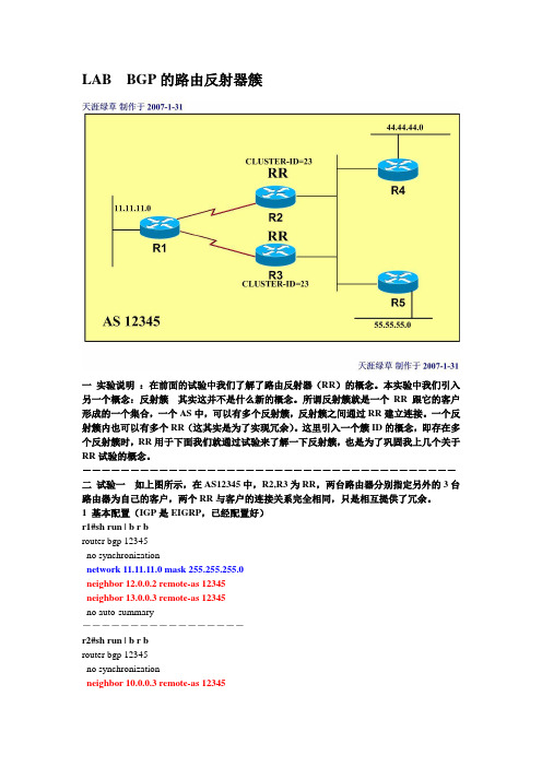 BGP的路由反射器簇