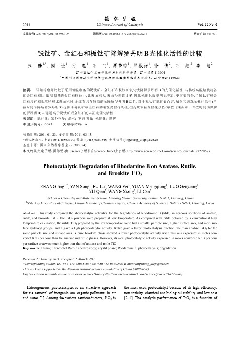 锐钛矿、金红石和板钛矿降解罗丹明 B 光催化活性的比较研究