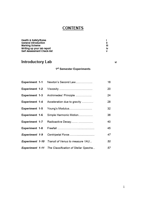 大学物理实验教案英文版Physics Manual