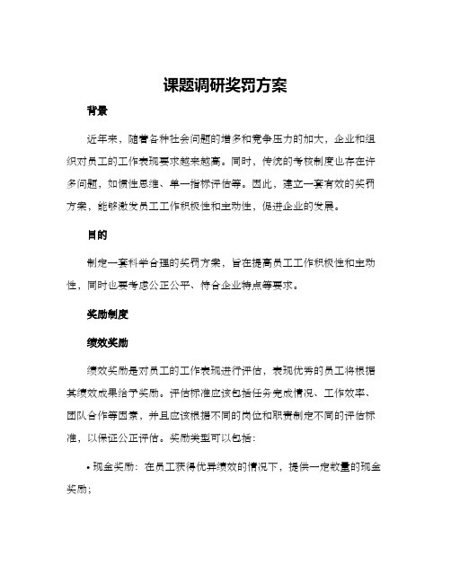 课题调研奖罚方案