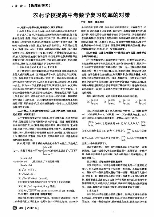 农村学校提高中考数学复习效率的对策