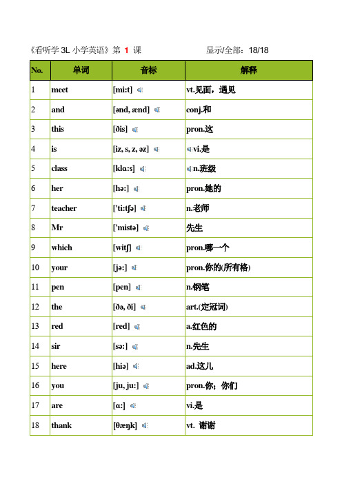 看听学3L小学英语第一册(1-60课)