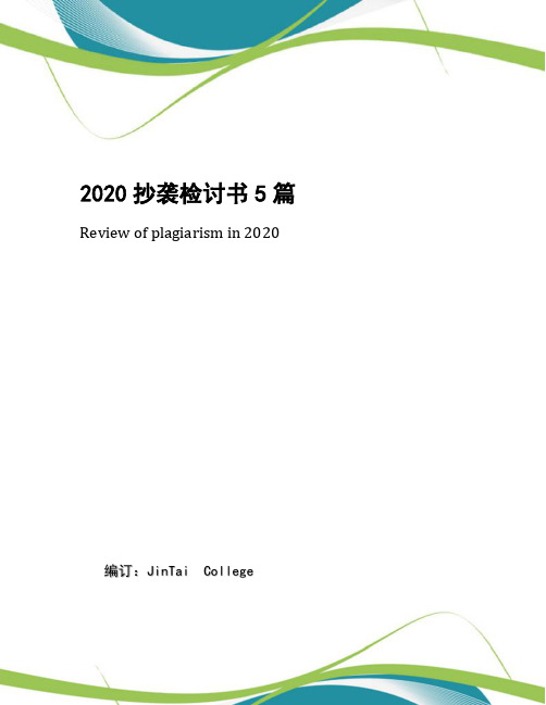 2020抄袭检讨书5篇