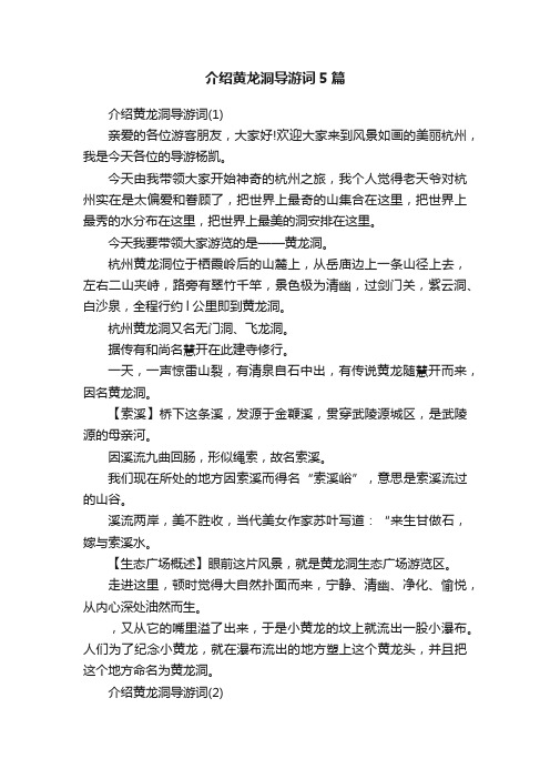 介绍黄龙洞导游词5篇