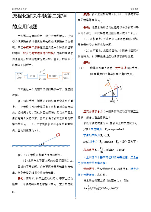 流程化解决牛顿第二定律的应用问题