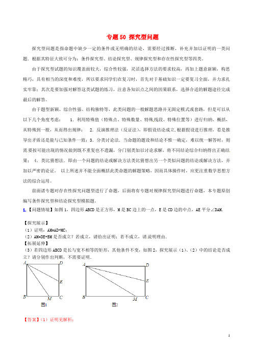 中考数学 专题50 探究型问题(含解析)