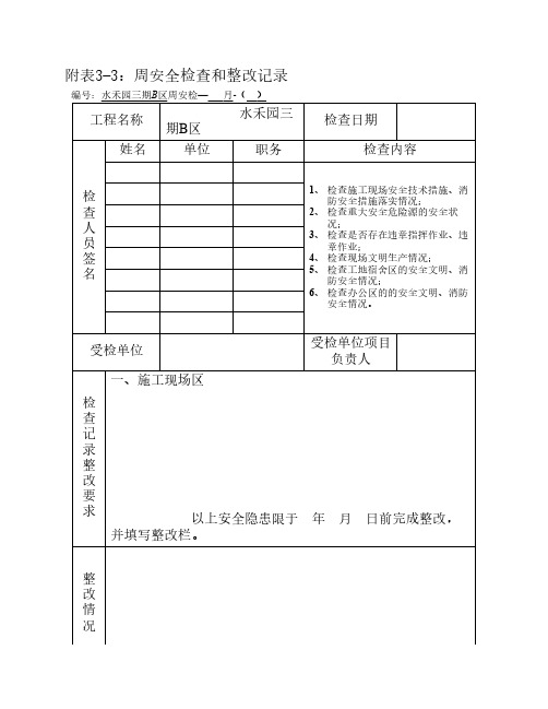 周安全检查和整改记录