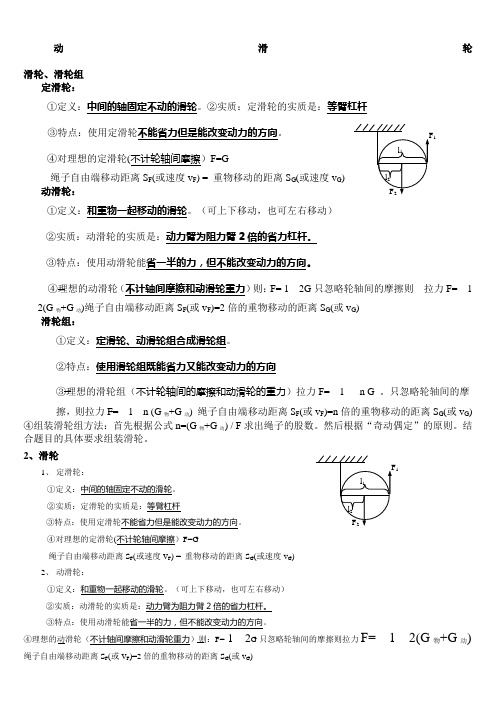 中考科学滑轮和滑轮组知识点总结