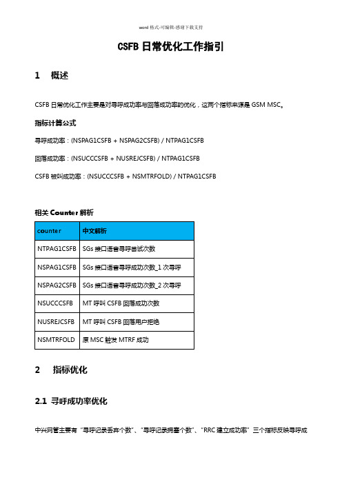 CSFB日常优化工作指引