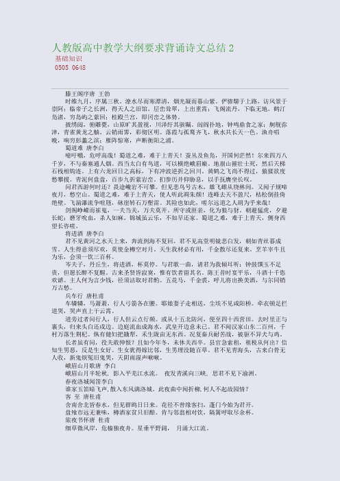 百强重点名校高考备考_人教版高中教学大纲要求背诵诗文总结2(完美整理版)