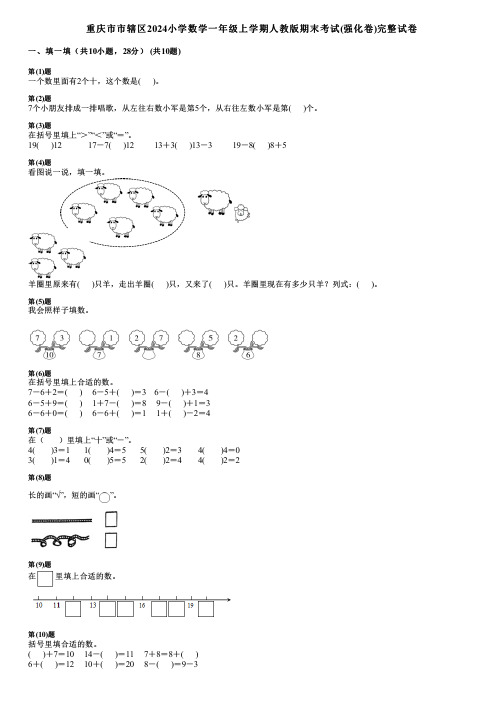 重庆市市辖区2024小学数学一年级上学期人教版期末考试(强化卷)完整试卷